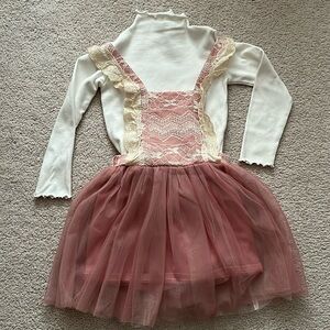 Trish Scully Turtleneck & Jumper Set with Embroidery and Tulle Skirt